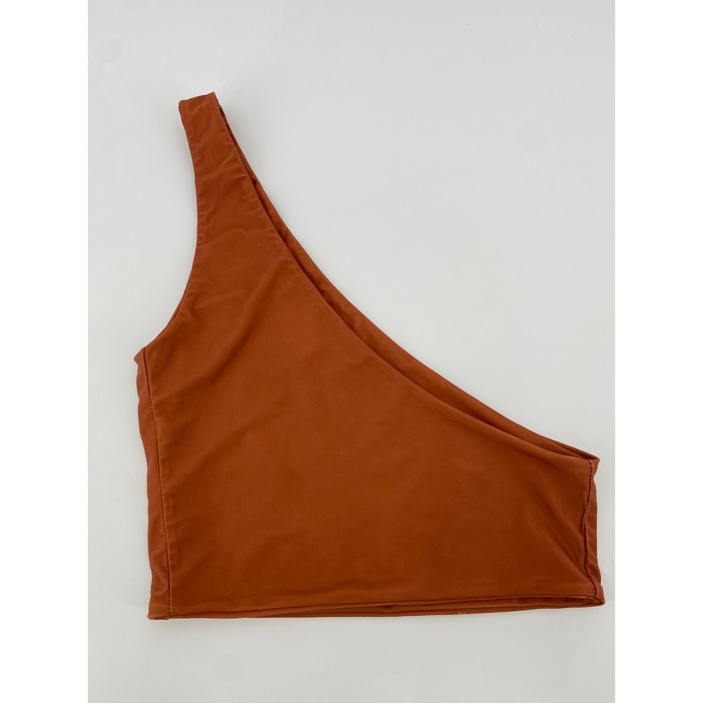 Baiia‎ One Shoulder Bikini Top Women Size XS Rust Brown Sustainable Reversible